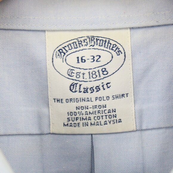 Brook Brothers Shirt Mens Light Blue Button Down Classic Fit Collared Size 16-32 - Picture 6 of 9